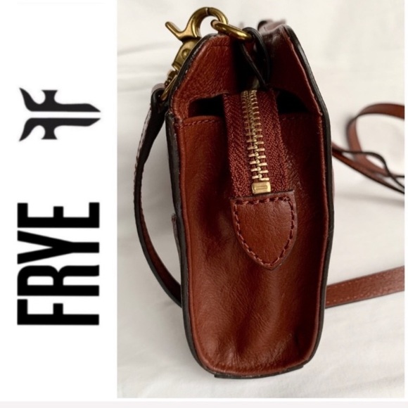 NWOT FRYE genuine leather crossbody cognac - Picture 6 of 8